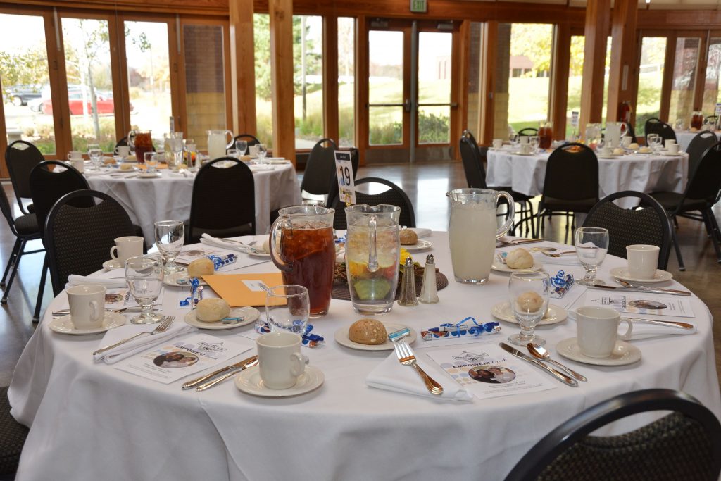 beautifully set table at the Empower! Lunch ready to welcome guests